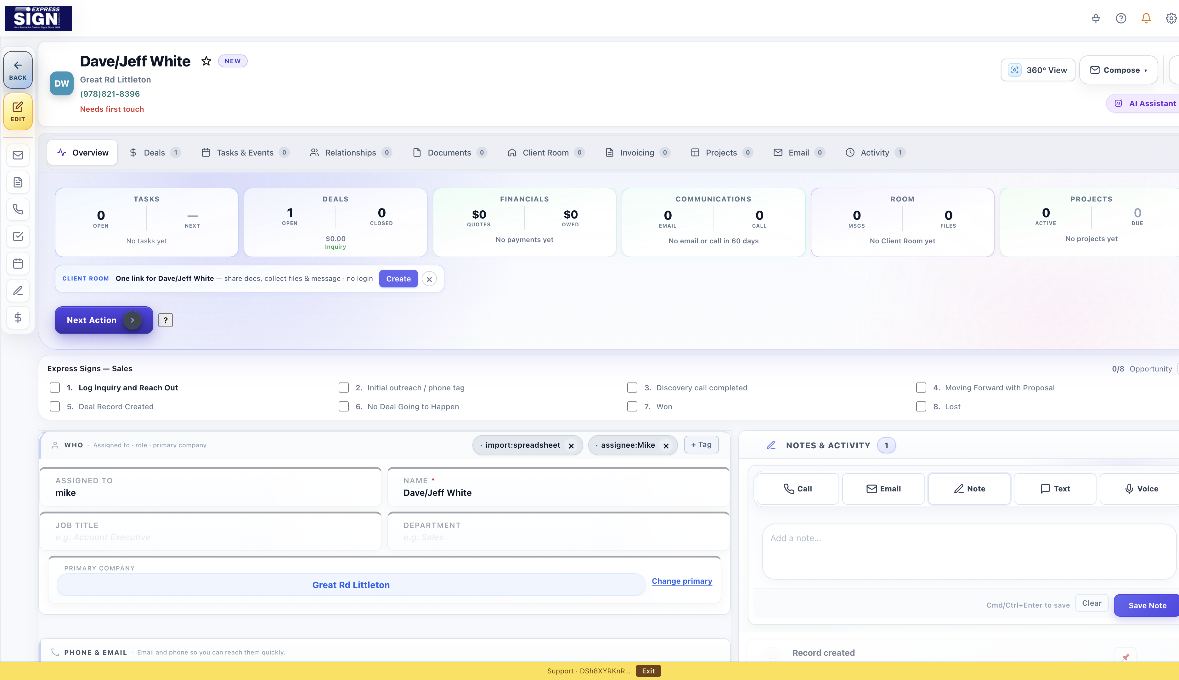 Contact overview